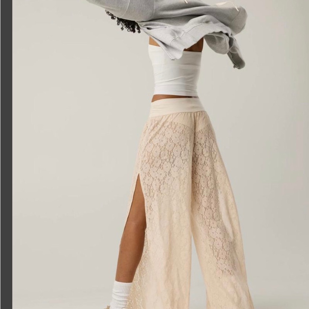 Offline by aerie Beige Lace Wide-Leg Split Pants XL